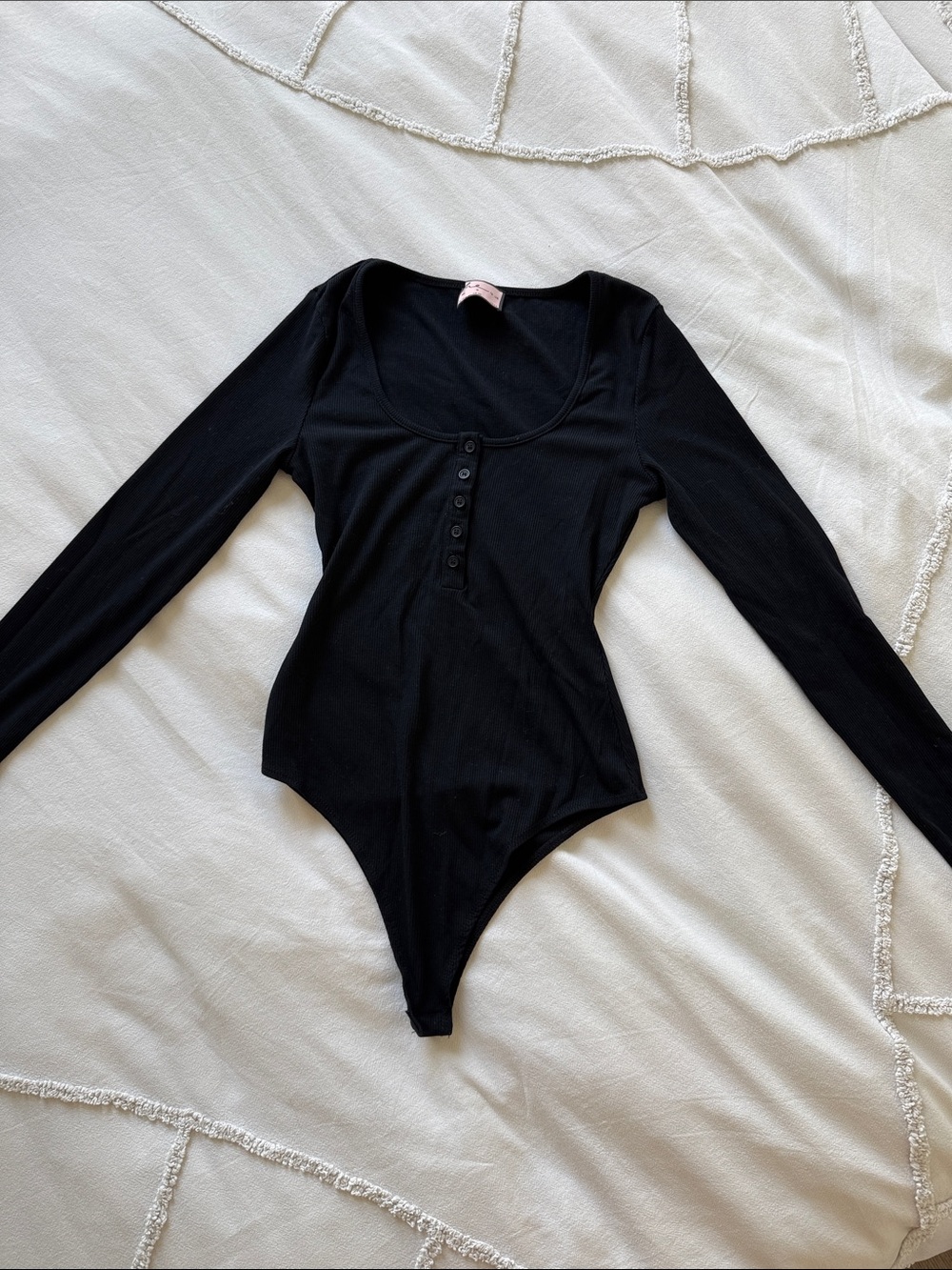 Black Long Sleeve Button-Front Bodysuit
